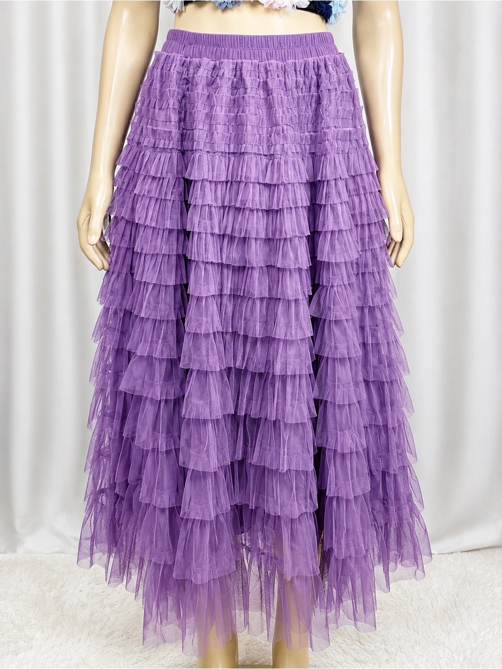 Lavender Tiered Tulle Maxi Skirt - Women